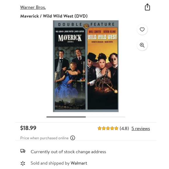 NWT Warner Bros Double Feature DVD Set: Maverick & Wild Wild West - Picture 3 of 3